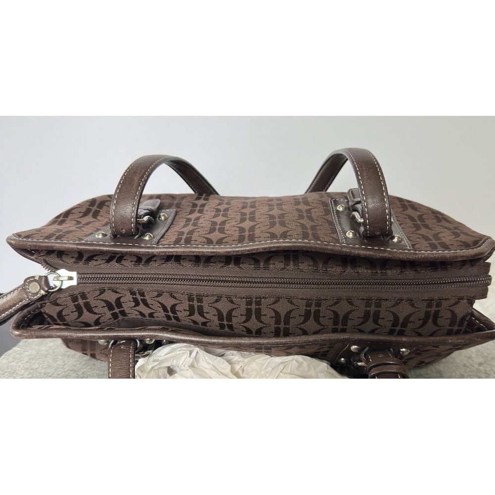 Fossil Modern Vintage Canvas Dark Brown Purse Double Handle - Picture 4 of 9